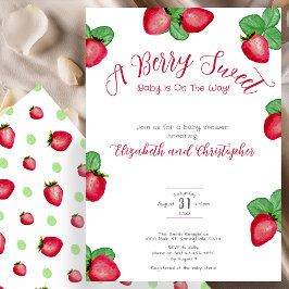 Red Berry Sweet Strawberry Girl Baby Shower Kaart