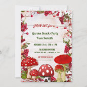 Red Berry Toadstool Garden Snacks Kind Partij Kaart (Voorkant)