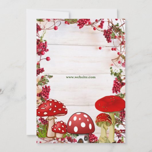 Red Berry Toadstool Garden Snacks Kind Partij Kaart (Achterkant)