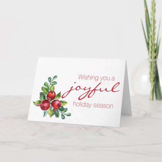 Red Berry Waterverf kerstkaart Feestdagen Kaart (Voorkant)