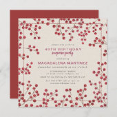 Red Berry Winter 40ste verjaardag verrassingsfeest Kaart (Voorkant / Achterkant)