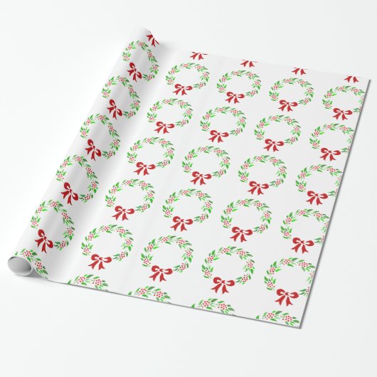 Red Berry Wreath Cadeaupapier (Uitgerold)