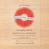 Red Berry Wreath Festive kerstBaby shower Acryl Uitnodigingen (Voorkant)