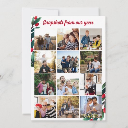 Red Berry Wreath Merry Christmas Photo Snapshots Feestdagenkaart (Achterkant)