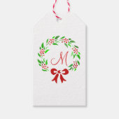 Red Berry Wreath Monogram Cadeaulabel (Voorkant)