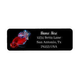 Red Betta Fighting Fish Return Address Etiket
