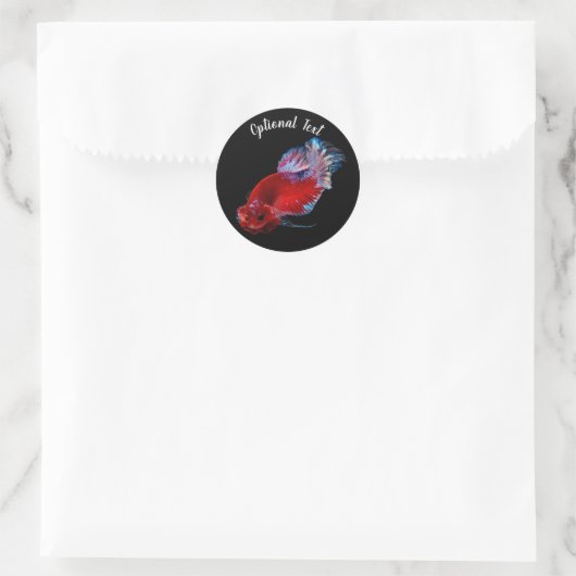 Red Betta Fighting Fish Ronde Sticker (Tas)