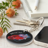 Red Betta Fighting Fish Sleutelhanger (Voorkant Rechts)