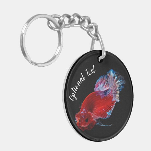 Red Betta Fighting Fish Sleutelhanger (Voorkant Links)