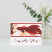 Red Betta Fish Bewaar de datum Aankondigingskaart (Staand voorkant)
