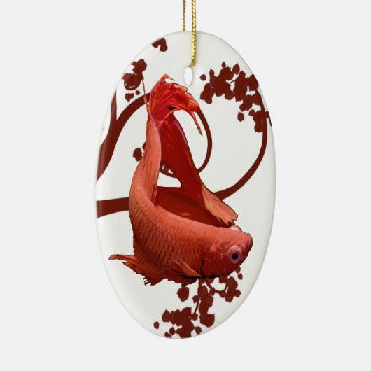 Red Betta Siamese gevechtsvis Keramisch Ornament (Rechts)