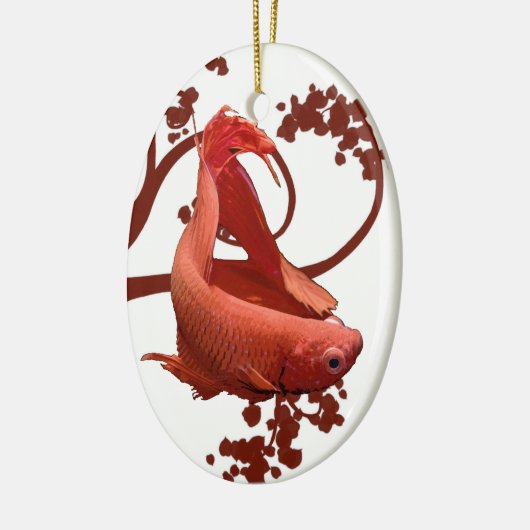 Red Betta Siamese gevechtsvis Keramisch Ornament (Links)