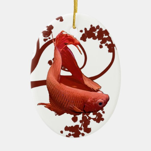 Red Betta Siamese gevechtsvis Keramisch Ornament (Voorkant)