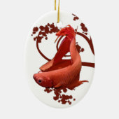 Red Betta Siamese gevechtsvis Keramisch Ornament (Achterkant)