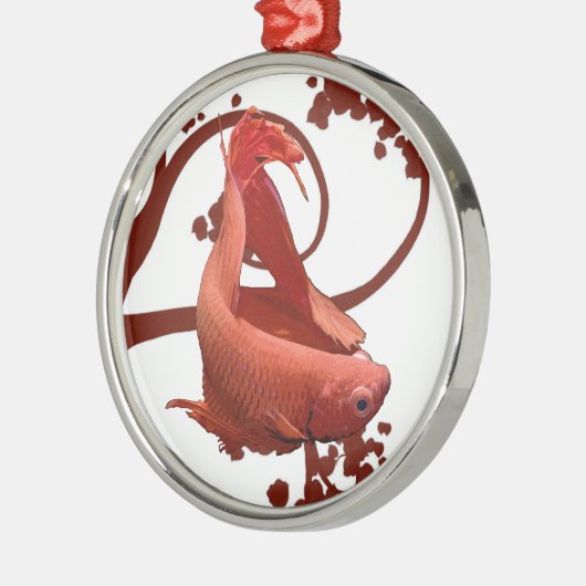 Red Betta Siamese gevechtsvis Metalen Ornament (Links)