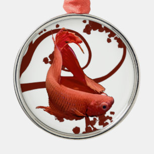 Red Betta Siamese gevechtsvis Metalen Ornament