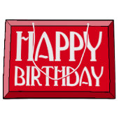Red Beveled Happy Birthday Art Deco Groot Cadeauzakje (Voorkant)