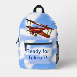 Red Bi-plane klaar voor opstijgen Bedrukte Rugzak