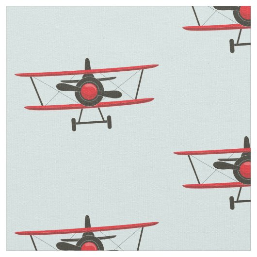 Red Bi-Plane Pattern Stof (Close Up)