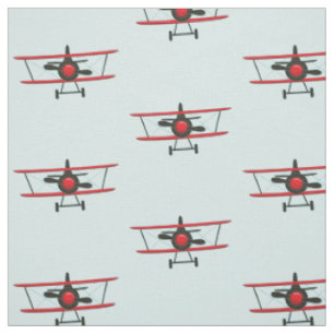 Red Bi-Plane Pattern Stof