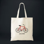 Red Bicycle - Aangepaste tas<br><div class="desc">Een tas met een foto van een rode fiets.  Personaliseer met jouw naam onder de fiets.</div>