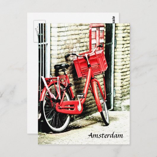 Red Bicycle & Amsterdam, feestdag Nederland Briefkaart (Voorkant / Achterkant)