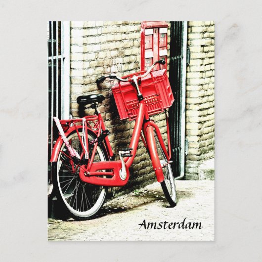 Red Bicycle & Amsterdam, feestdag Nederland Briefkaart (Voorkant)