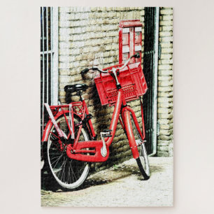 Red Bicycle & Amsterdam, Nederland/vintage Legpuzzel