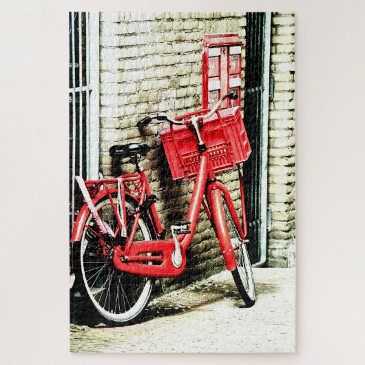 Red Bicycle & Amsterdam, Nederland/vintage Legpuzzel (Verticaal)
