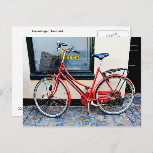 Red Bicycle, Kopenhagen, Denemarken Briefkaart (Voorkant / Achterkant)