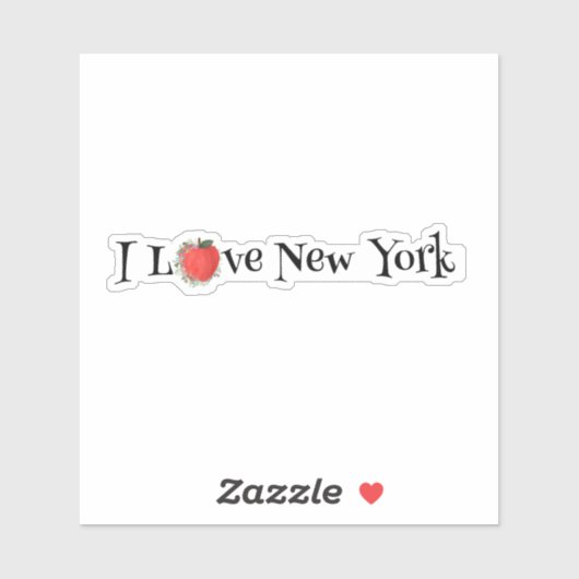 RED BIG APPLE I Love New York Sticker (Vel)