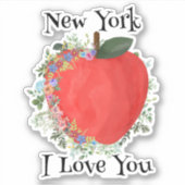 RED BIG APPLE New York Ik hou van je Sticker (Voorkant)