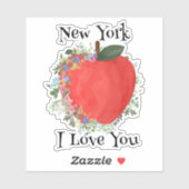 RED BIG APPLE New York Ik hou van je Sticker (Vel)