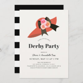 Red Big Pet Rozen Derby Party Invitation Kaart