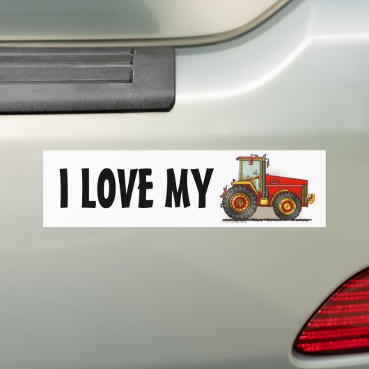 "Red Big Tractor, IK HOOP VAN MIJN...Bumpersticker Bumpersticker (Op auto)