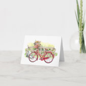 Red Bike met Flowers Waterverf Notecard Notitiekaartje (Voorkant)