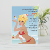 Red Bikini Girl Bachelorette Kaart (Staand voorkant)