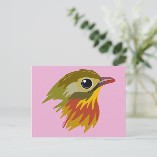 Red-Billed Leiothrix Bird—vereenvoudigd Briefkaart (Staand voorkant)
