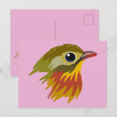 Red-Billed Leiothrix Bird—vereenvoudigd Briefkaart (Voorkant / Achterkant)