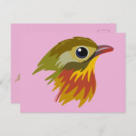 Red-Billed Leiothrix Bird—vereenvoudigd Briefkaart (Voorkant / Achterkant)