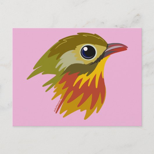 Red-Billed Leiothrix Bird—vereenvoudigd Briefkaart (Voorkant)