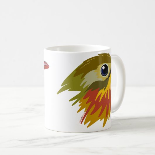 Red-Billed Leiothrix Bird—vereenvoudigd Koffiemok (Voorkant rechts)