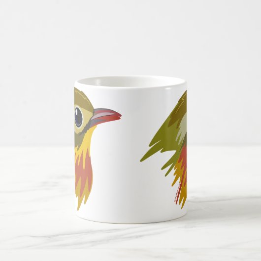 Red-Billed Leiothrix Bird—vereenvoudigd Koffiemok (Center)