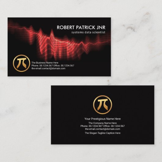 Red Binary Codes Digital Wave Data Scientist Visitekaartje (Voorkant / Achterkant)