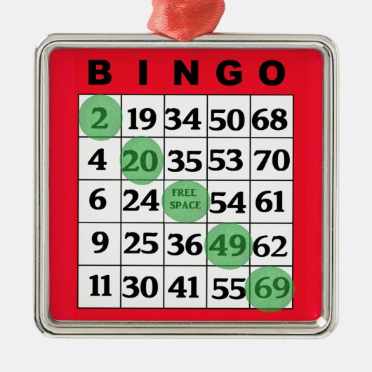Red BINGO Kaart | Kerstmis van BINGO Lover Metalen Ornament (Voorkant)