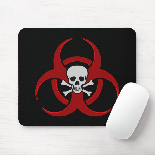 Red Biohazard Skull Mousepad Muismat (Met muis)