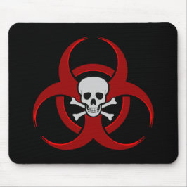 Red Biohazard Skull Mousepad Muismat