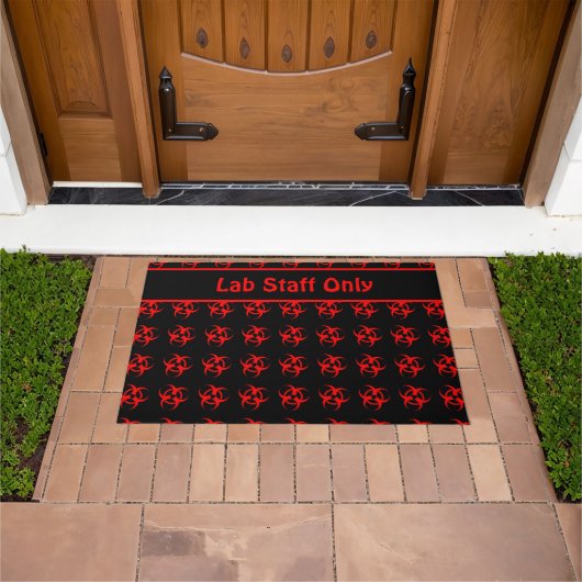 Red Biohazard Symbol Doormat met aangepaste tekst Deurmat (Buiten)