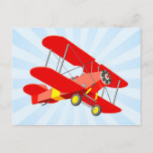 Red Biplane Graphic met Blue Star Burst Briefkaart (Voorkant)