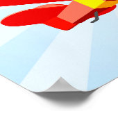 Red Biplane Graphic met Blue Star Burst Poster (Hoek)